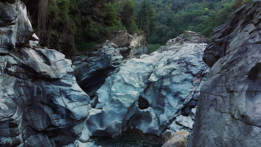 A river at the base of a canyon