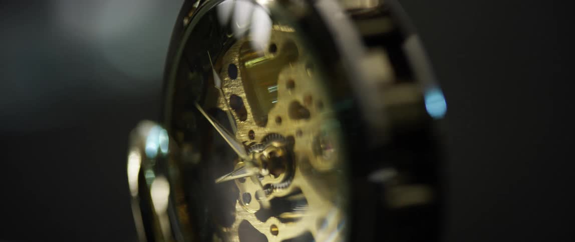 The inside of the watch has many gears