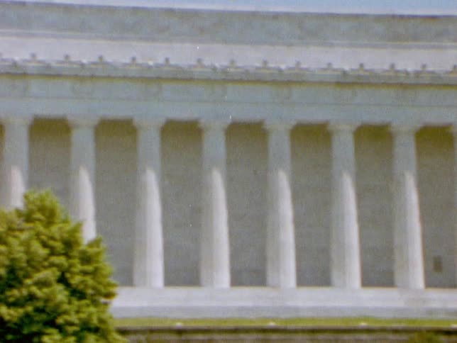 Vintage footage of large monument building