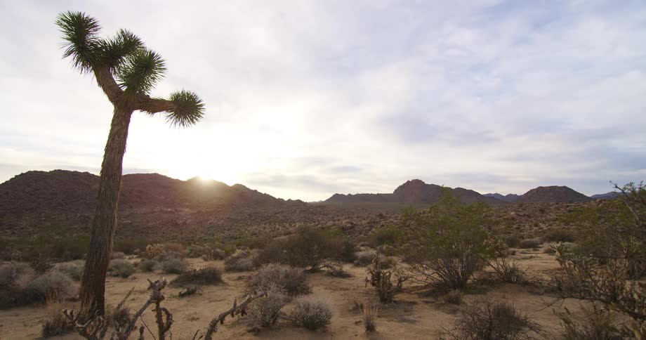 Time lapse of sunrise over the mountains on the desert