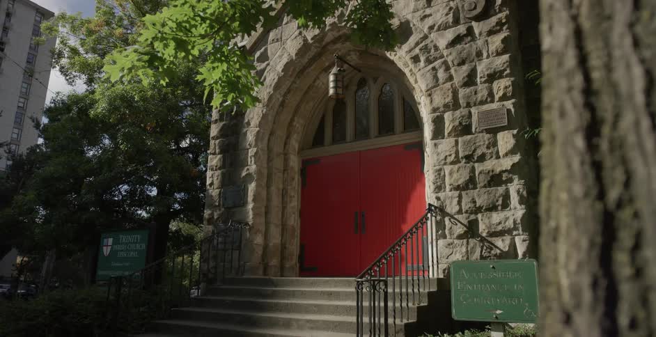The front door of a church