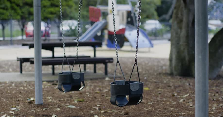 The playground is empty during the day