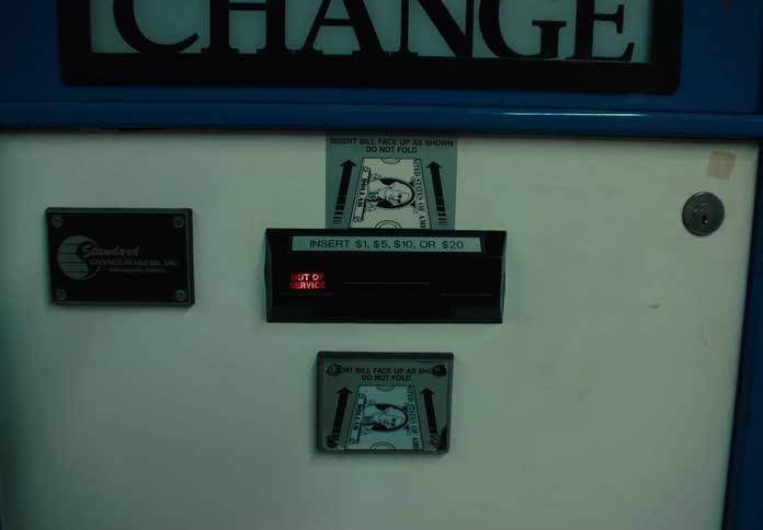A cash exchange machine is out of service