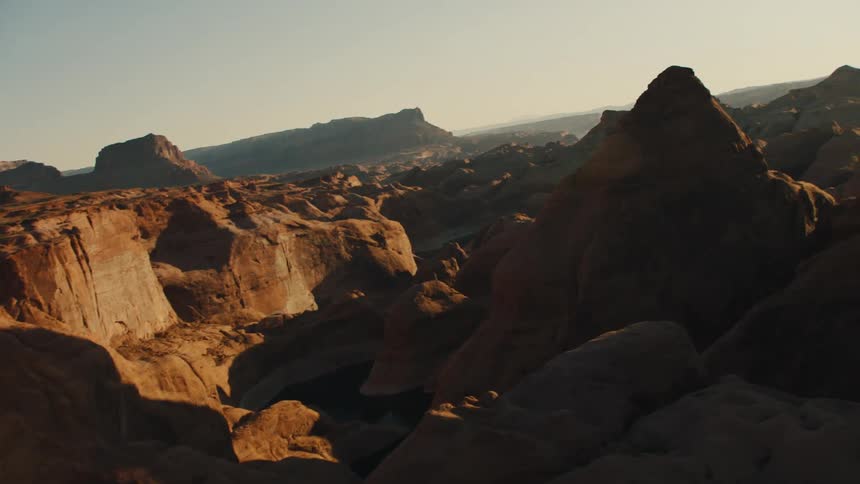 Rocky terrain is illuminated by the sun