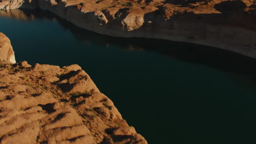 Aerial view of canyons next to a river