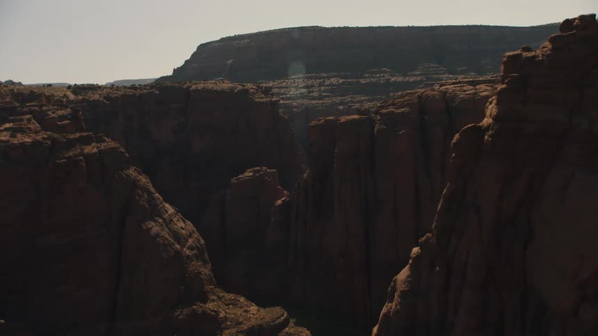 Aerial view of cliffs and canyons