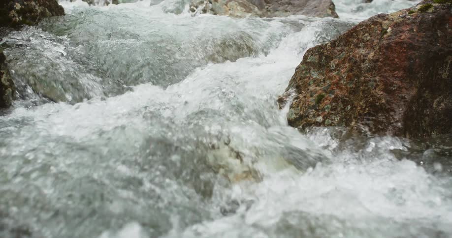 Water is moving against the rocks