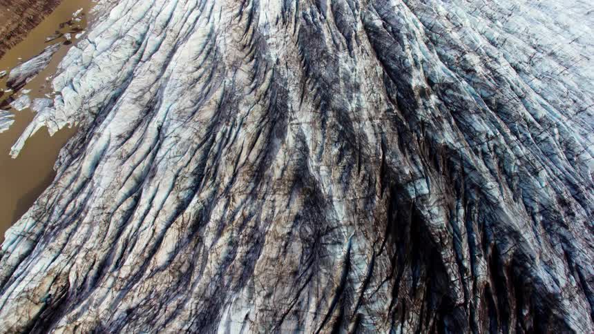 Close up aerial view of a mountain