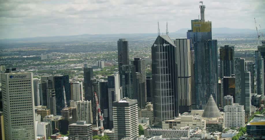 Tall buildings line the city