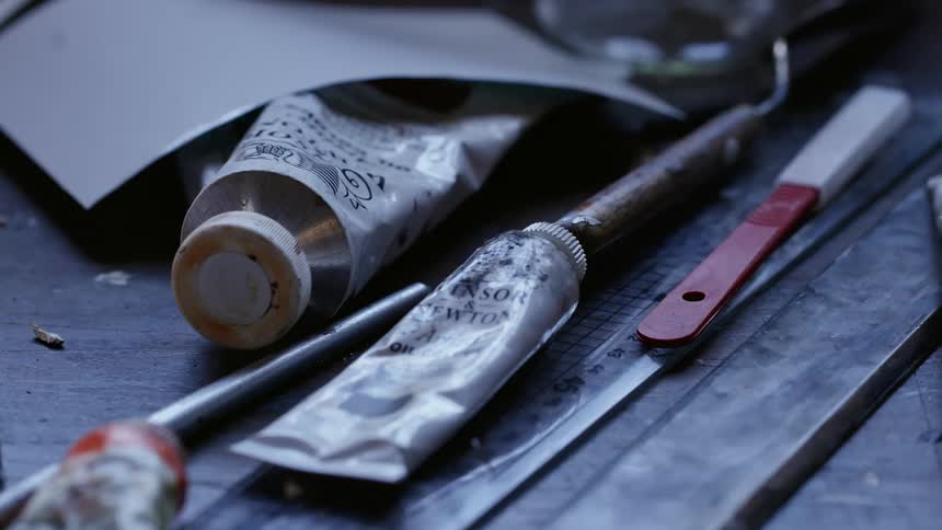 A table of painting tools