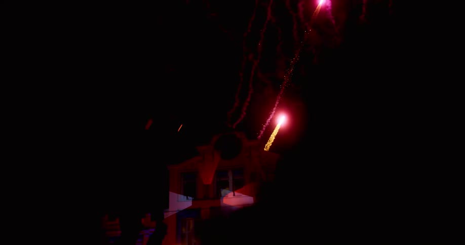 The fireworks fly into the sky