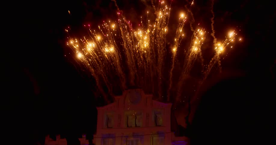 The fireworks light the sky