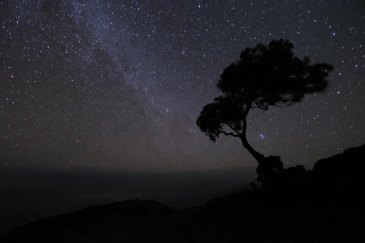 A timelapse of the clear night sky into morning