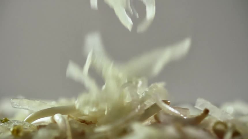 Chop vegetables falling with a gray background