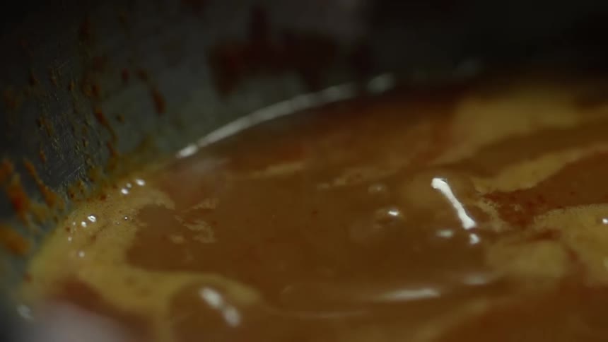 A pot of soup boiling