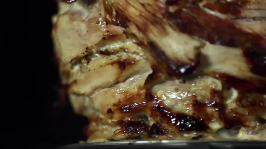 Meat rotating with a black background