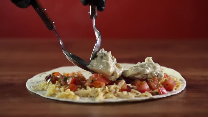 Food is served on a tortilla