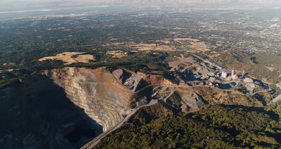 An aerial view of a hilly landscape in nature
