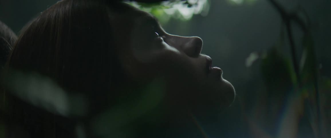 A woman looks up as the vines rise up