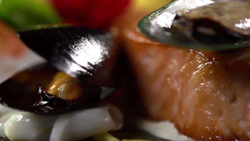 Various types of seafood make up a platter
