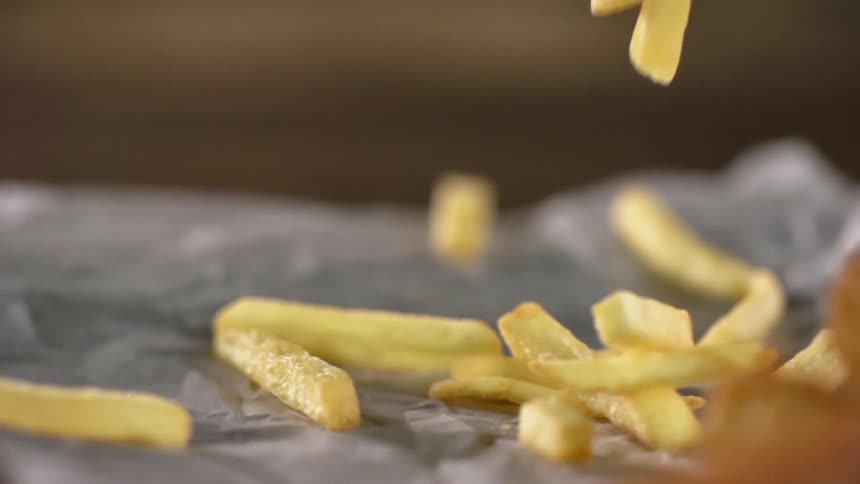 French fries fall on the foil