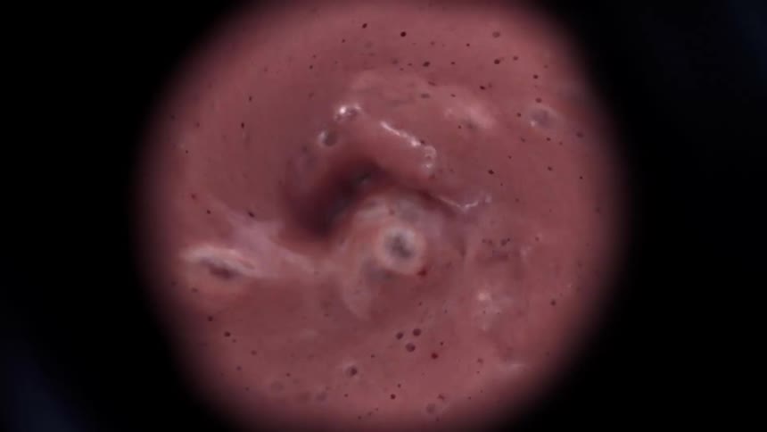 Birds eye view of a smoothie in a blender