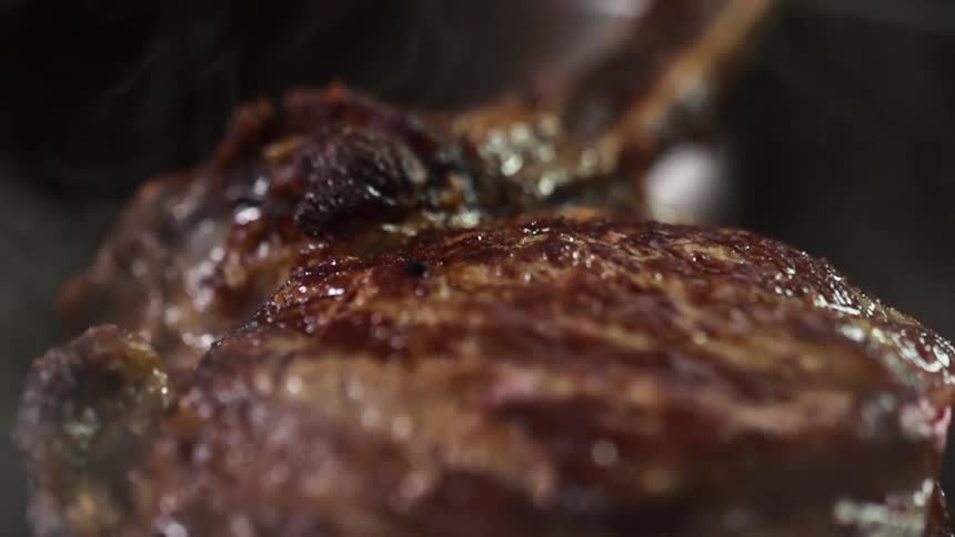 Close up of a smoked rib steak