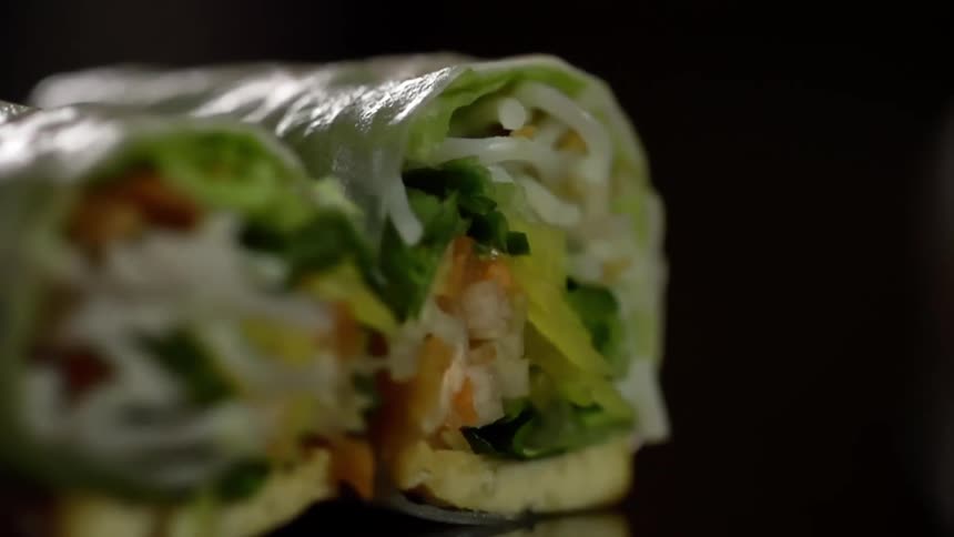 Spring rolls on a counter