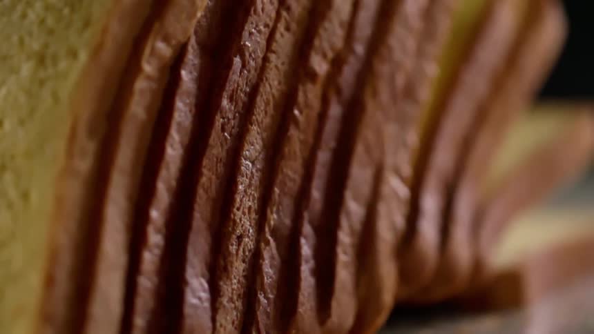 Close up of a sliced bread