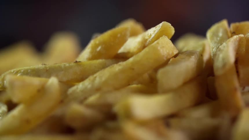 Close up of long thin french fries