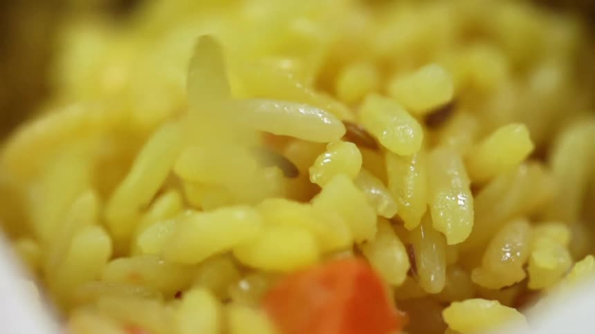 Yellow mixes together with vegetables in a box