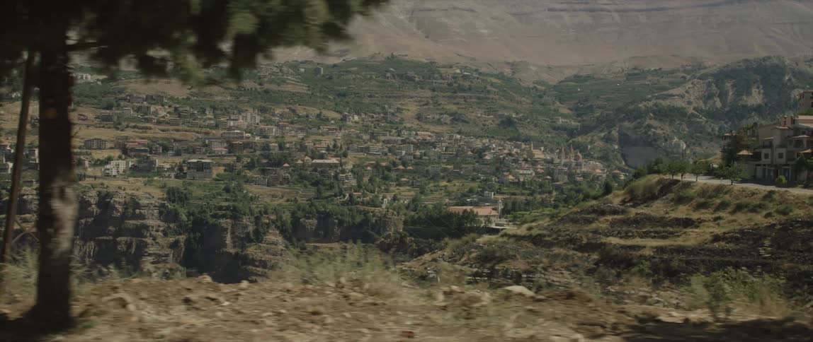 Two men look in the backseat of their car on the side of the road