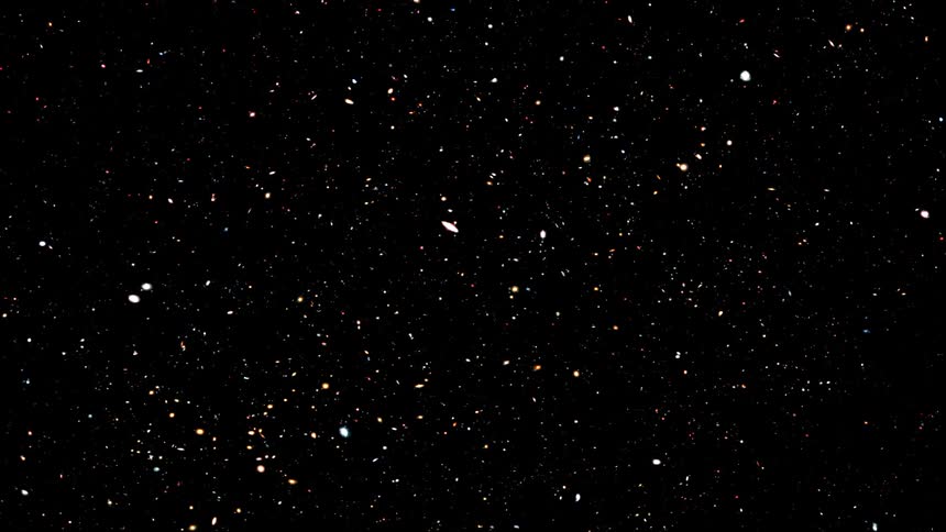 Stars and lights and planets glow in outer space