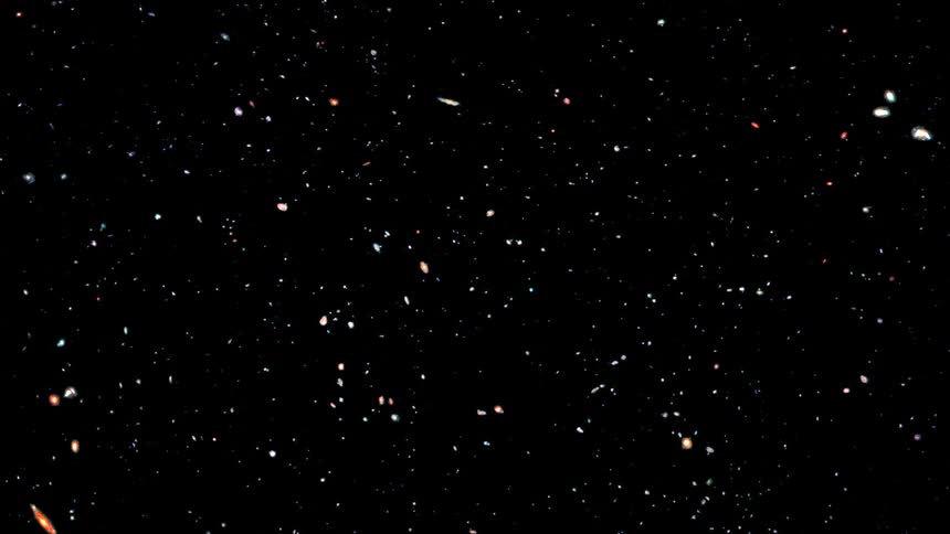 Stars are suspended in outer space