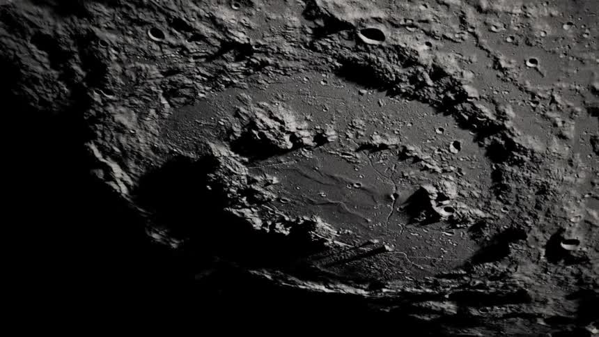 The moon with craters peaks and valleys