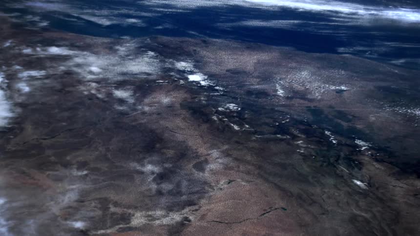 A edge of a continent seen from a satellite in space