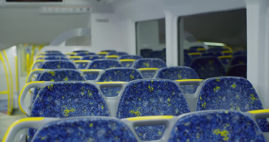 The bus is empty as it travels