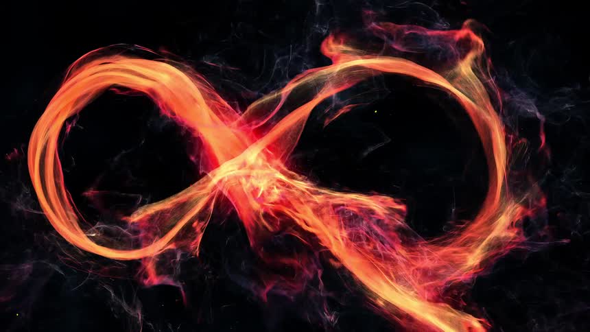 The flames flow in a figure eight motion