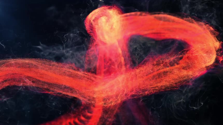 A swirling flame entity hovers in the darkness as it releases smoke and embers