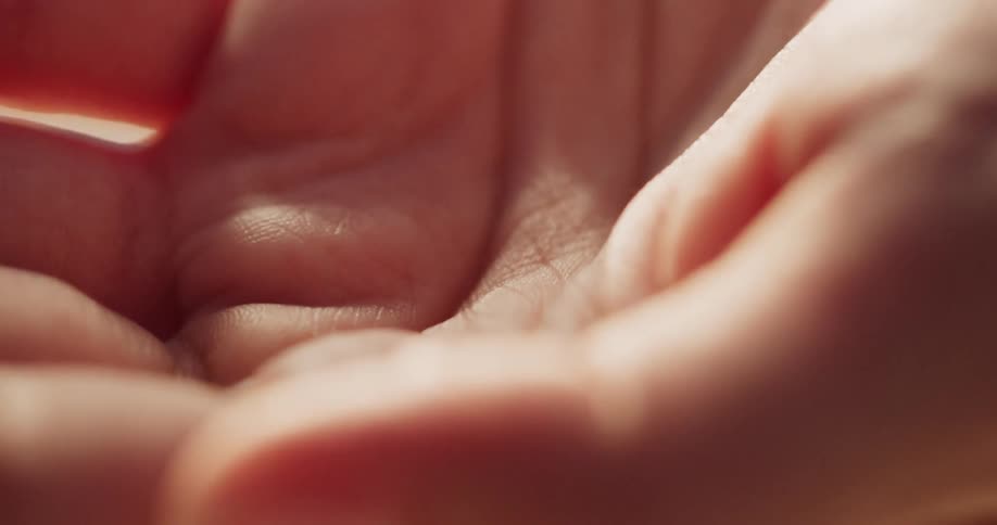 Close up of the lines on the skin in the palm of a hand