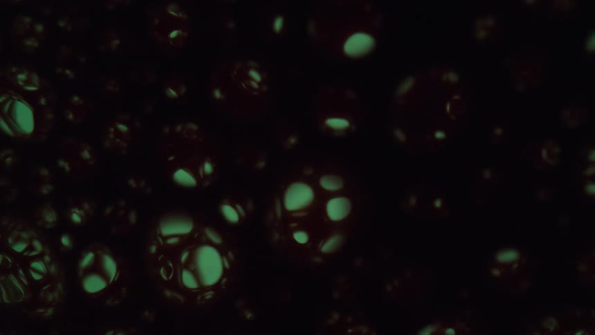 Movement and bubbling of green and black liquid