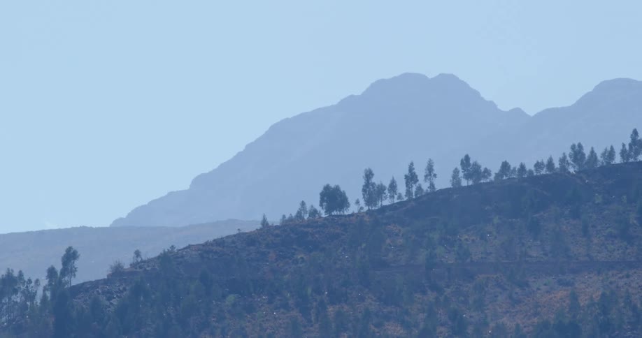Heavy fog covers the mountains