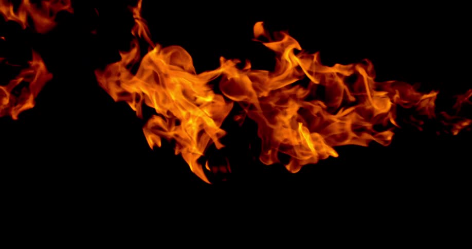 Red flames burn in the dark night