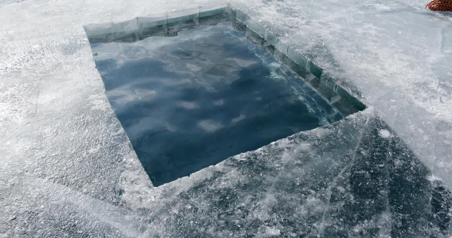 The small pool is reflecting the sun