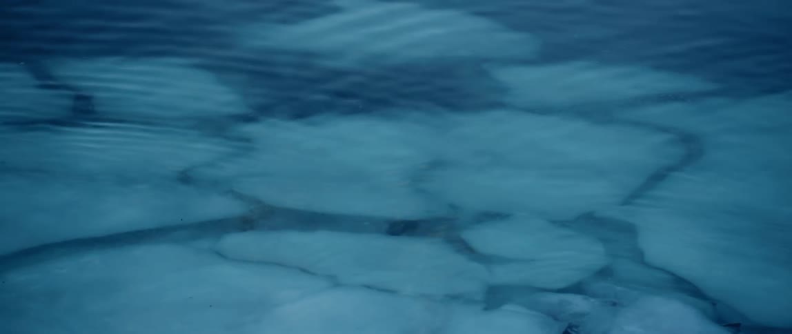 Water ripples softly above the submerged ice