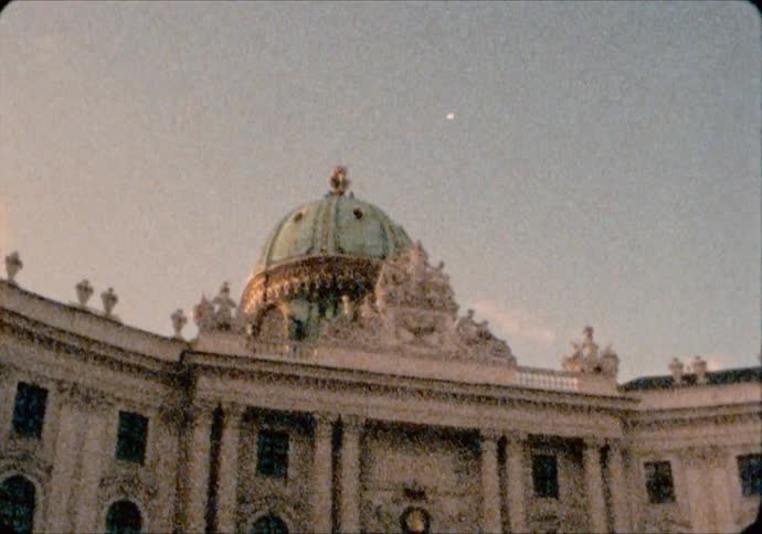 The Hofburg Palace in Vienna Austria sits against a winter sky