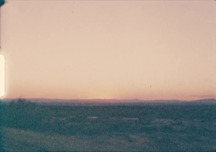 Ektachrome film leader flashes revealing the texan desert at sunset