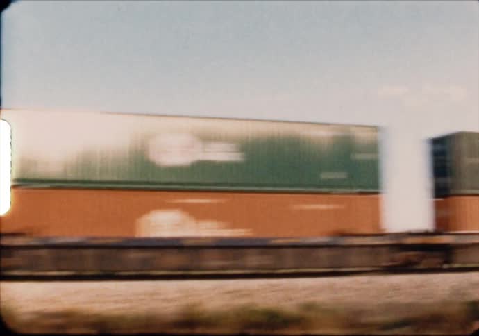 Passing by a cargo train traveling through the south western desert