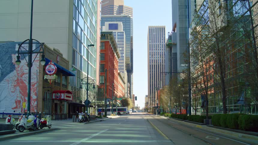 Empty city street at downtown in the morning