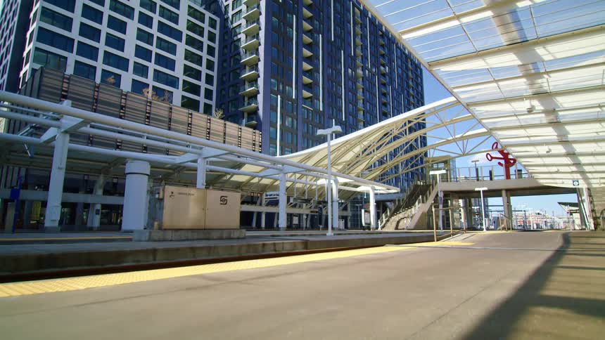 A view of a downtown city is displayed